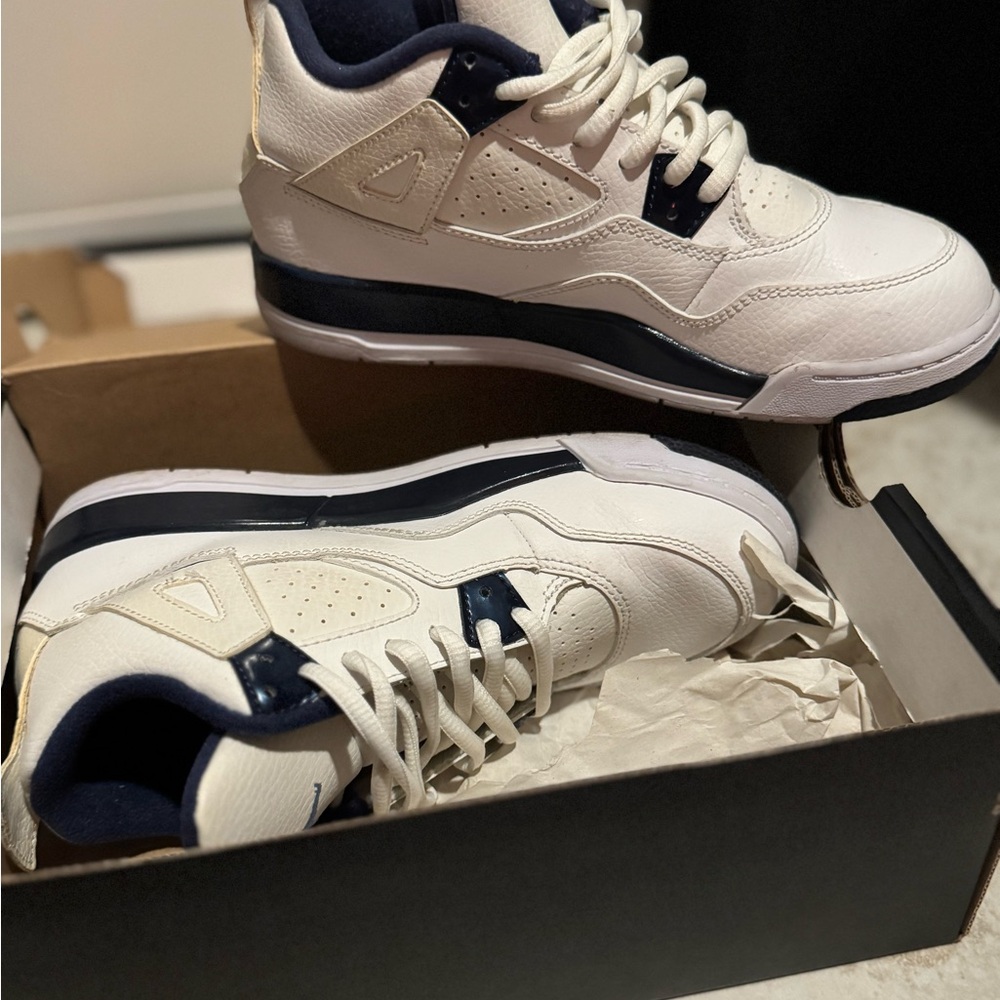 Jordan 4 Retro LS BP in White and Midnight Navy